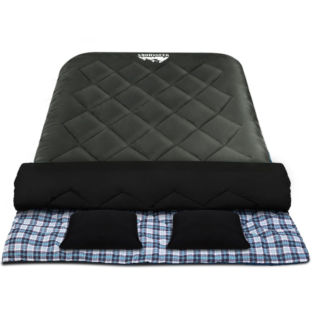 Weisshorn Sleeping Bag Double Pillow Thermal Camping Hiking Tent Grey -10&amp;deg;C