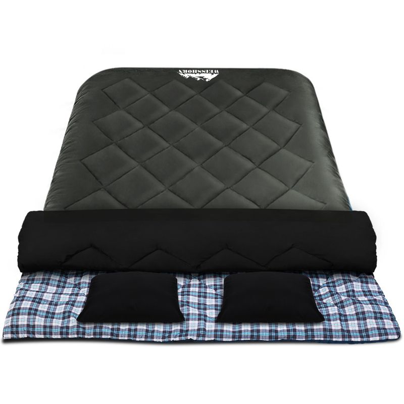 Weisshorn Sleeping Bag Double Pillow Thermal Camping Hiking Tent Grey -10&amp;deg;C