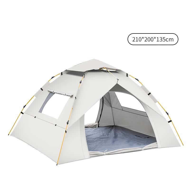 Beige 3-4 Person Lightweight Camping Tent (210*200*135cm) | UV Protection Silver Coated, Dual Doors &amp; Windows