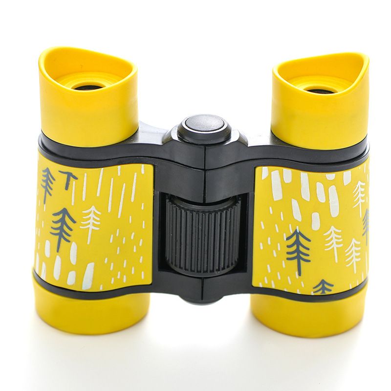 2 PCS Yellow Kids Binoculars - Rubber Grip, Tree Pattern