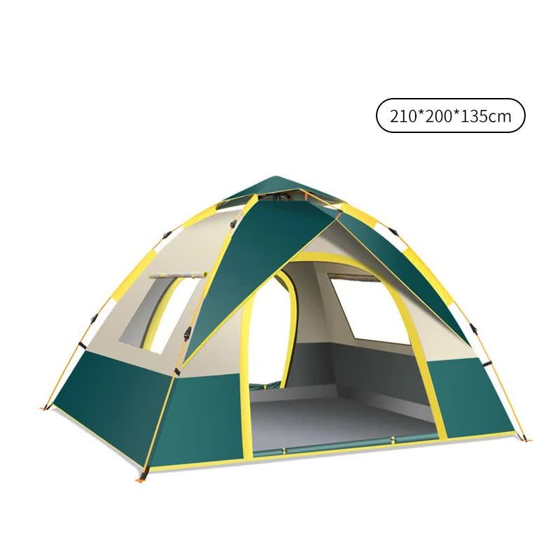 Dark Green 3-4 Person Lightweight Camping Tent (210*200*135cm) | UV Protection Silver Coated, Dual Doors &amp; Windows