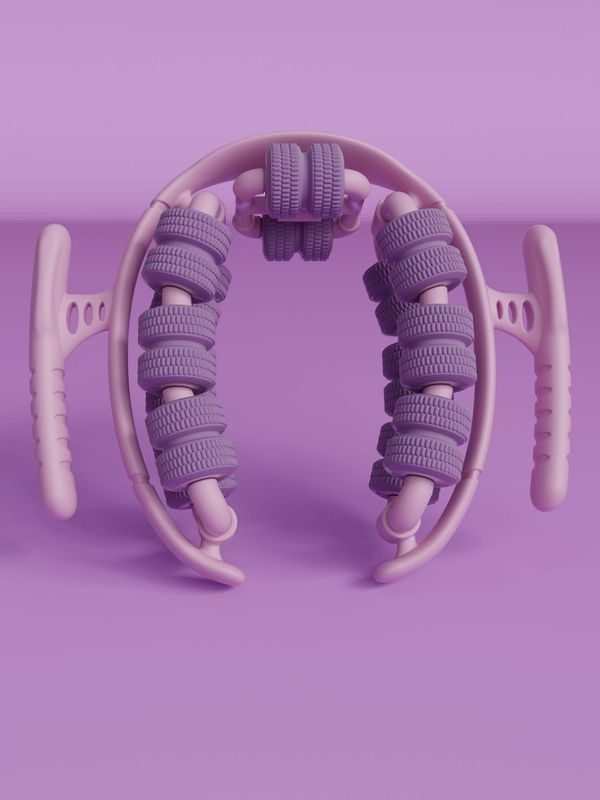 Purple 360Â° Wrap-Around Muscle Roller - 28-Wheel Massager for Legs, Arms &amp; Calves