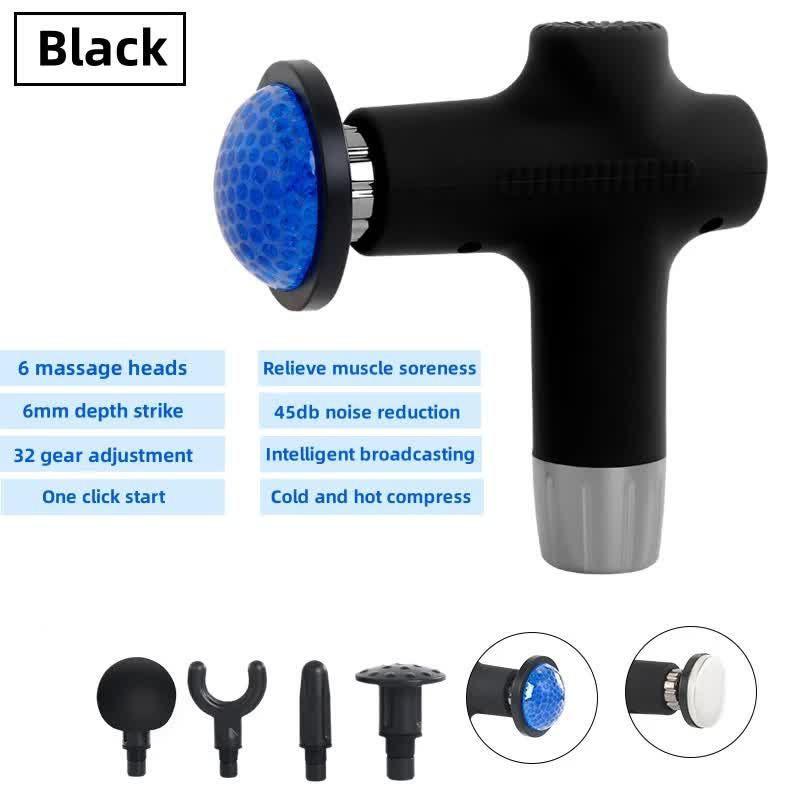 Black Mini 4-Head Deep Tissue Massage Gun – Portable Wireless Fascia Gun for Muscle Relaxation with Cold &amp; Heat Therapy, LCD Display
