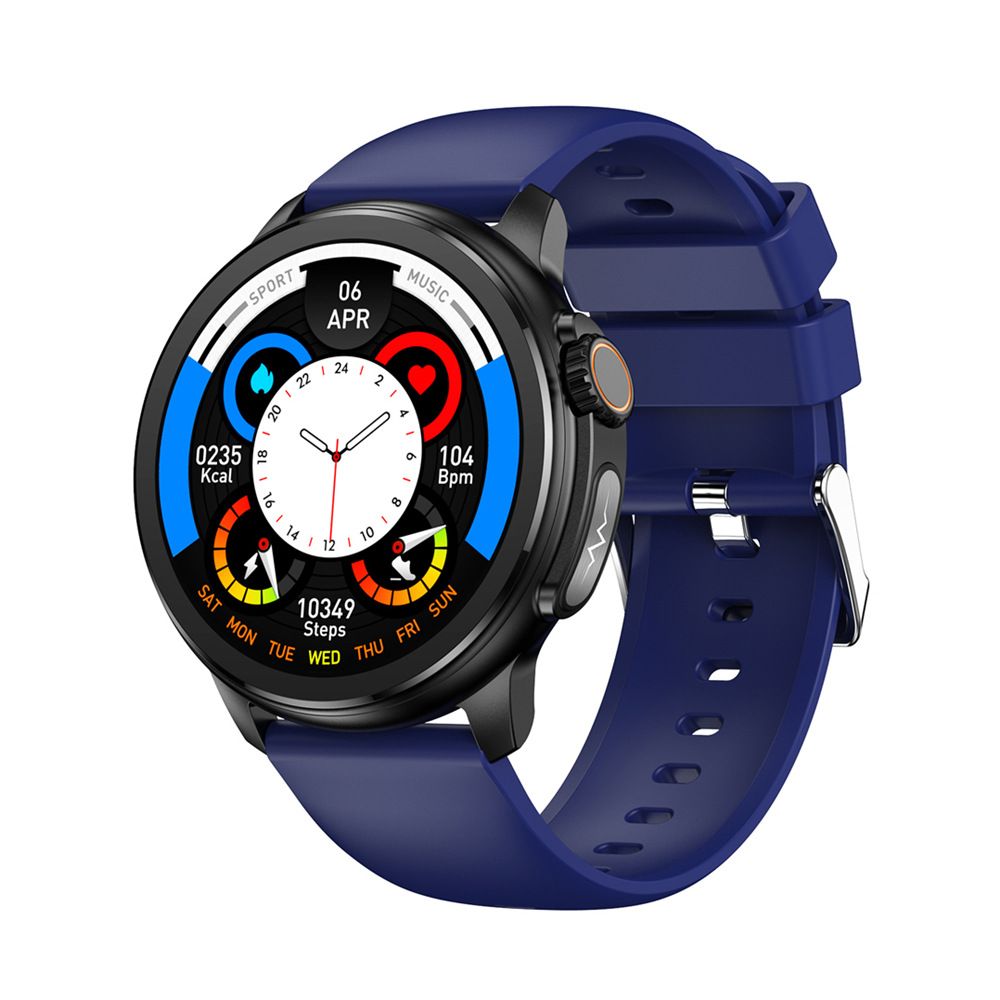 Blue Round 1.3 Touch Screen Smartwatch with Heart Rate &amp; Fitness Tracking"