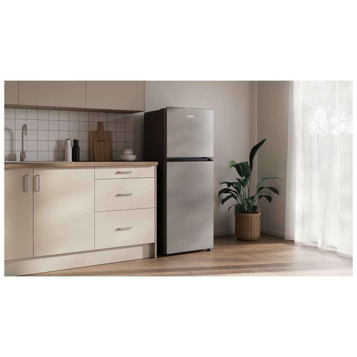 Haier 208L 300 Series Refrigerator Top Freezer Satina HRF210TS