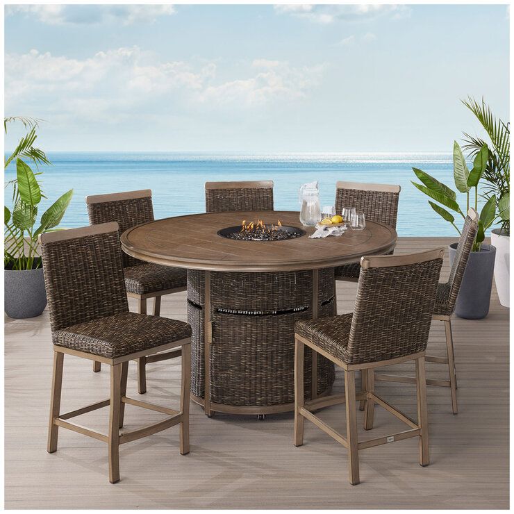 Agio Prairieview Woven Fire High 7 Piece Dining Set