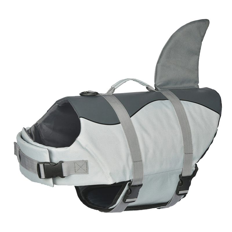 Size XL Grey Pet Life Jacket for Dogs - Summer Swimming Safety Vest with Shark Fin for Small to Large Breeds