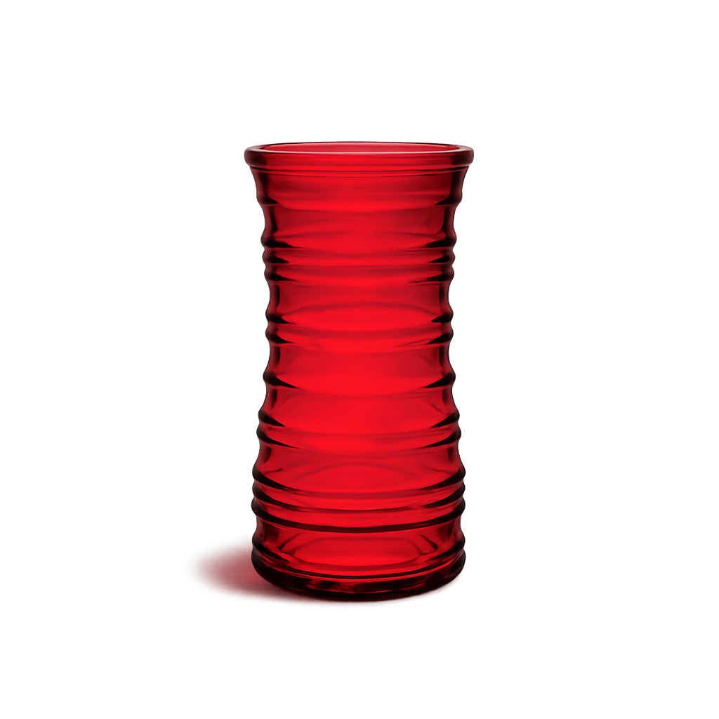 8.5" Ruby Red Rose Vase, Design: Ripple Ridge
