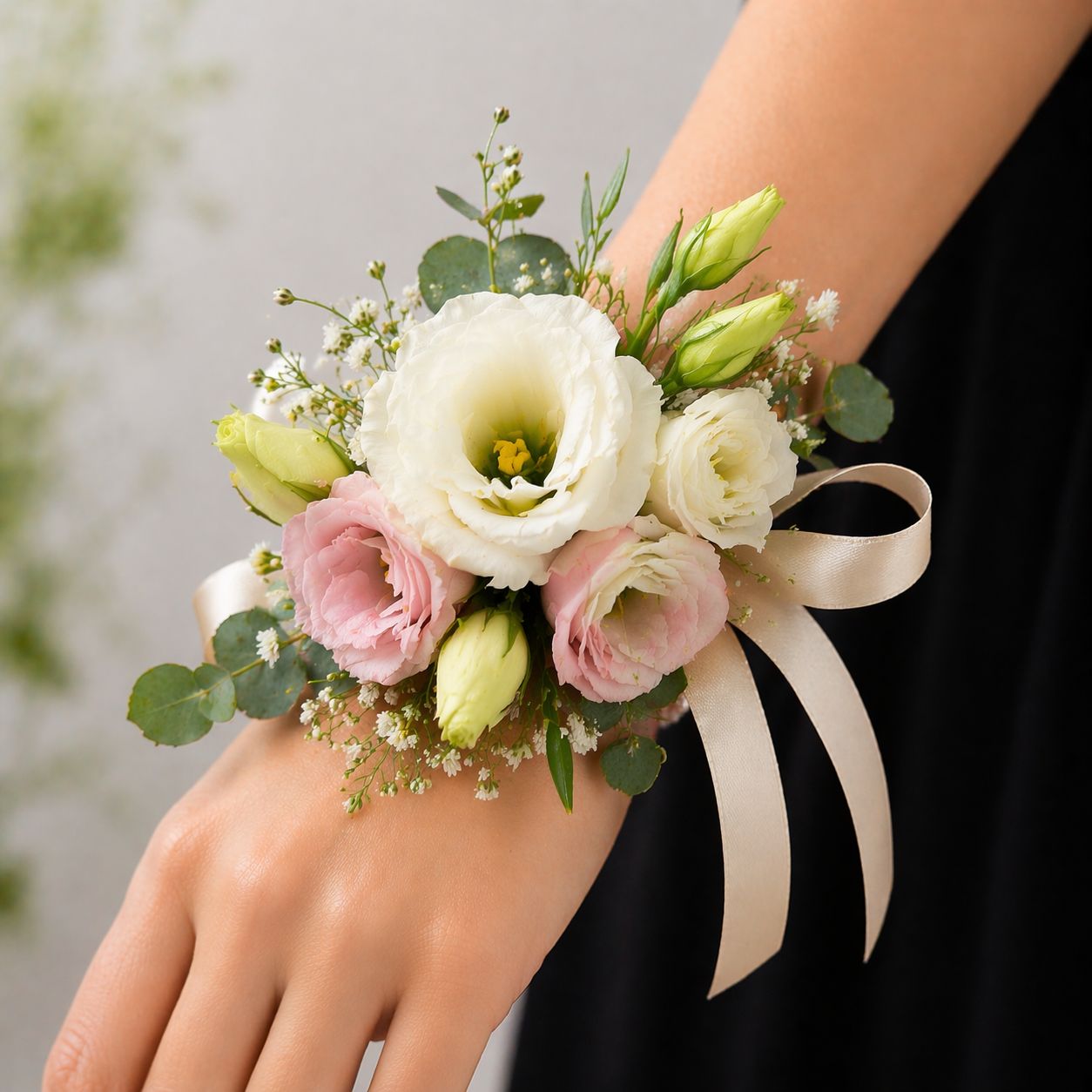 Modern Lisianthus Wrist Corsage