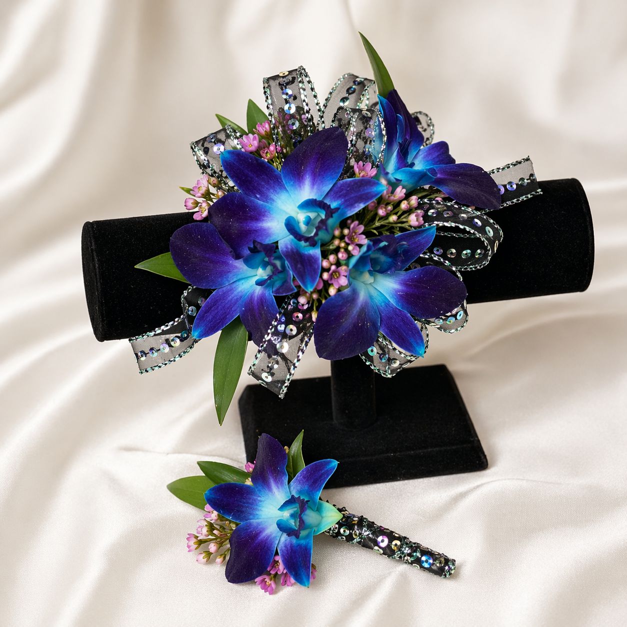 Premium Orchid Graduation Corsage &amp; Boutonniere Set