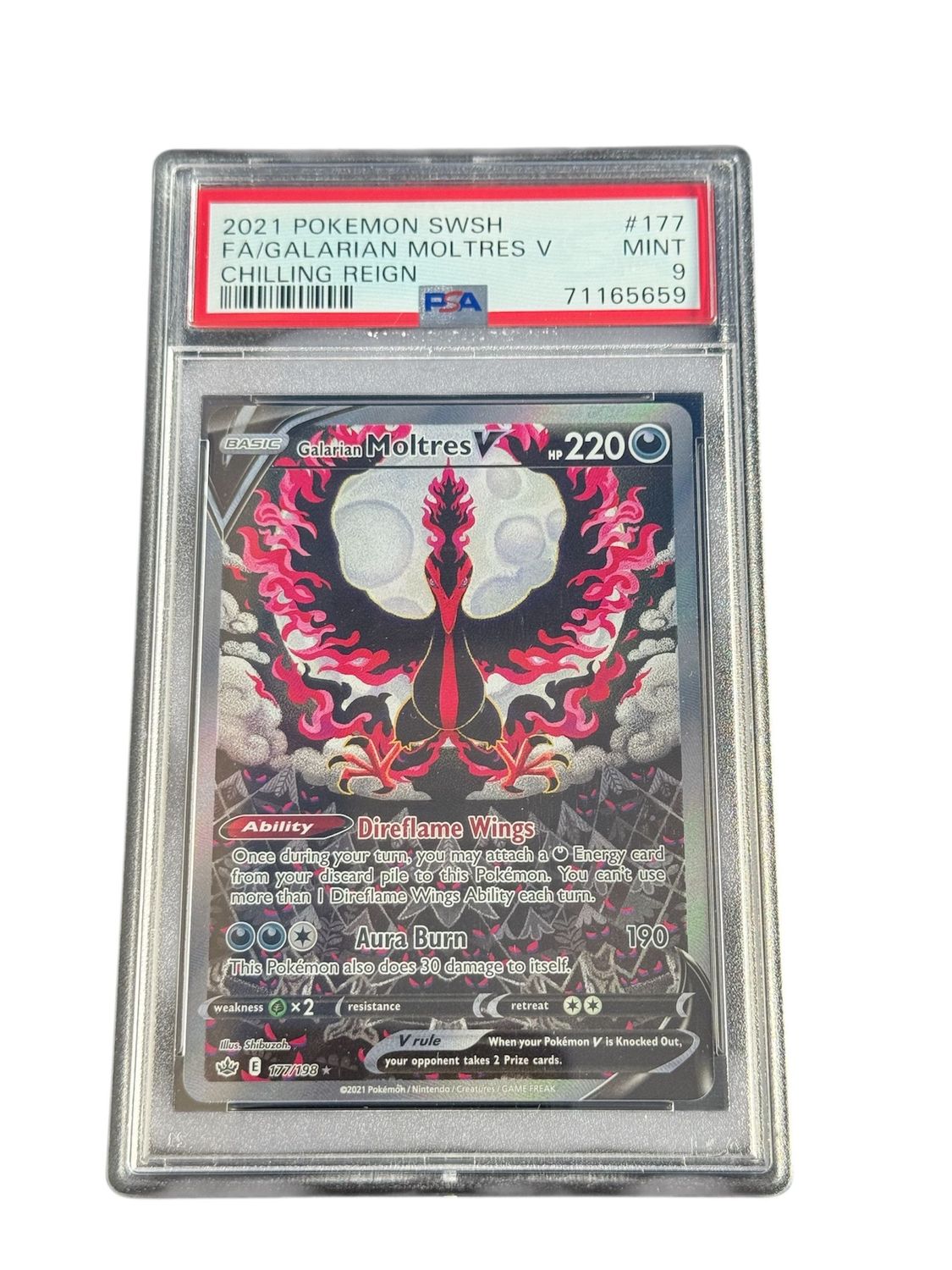 Galarian Moltres V 177/198 PSA 9 Chilling Reign