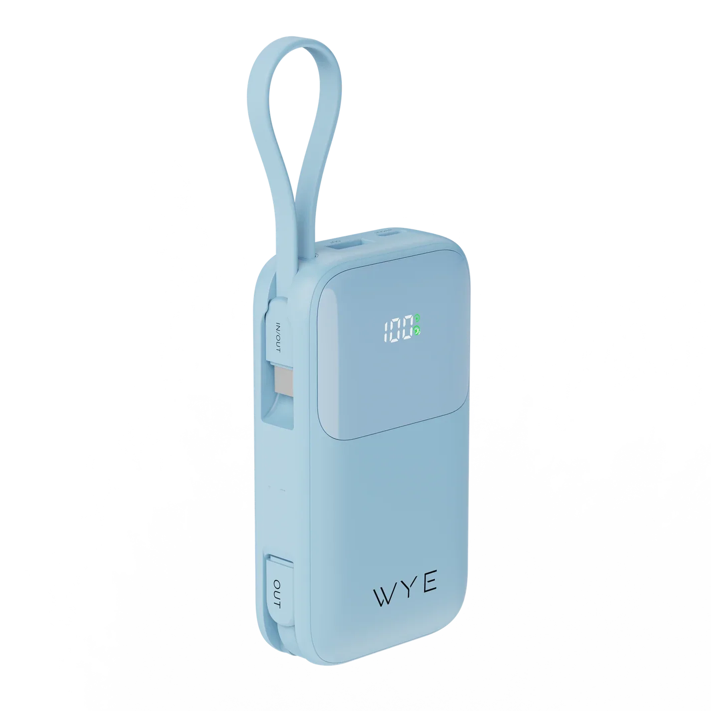 WYEFLUX Fast Charging Power Bank with Built-in Cables 10k mAh - Sky Blue