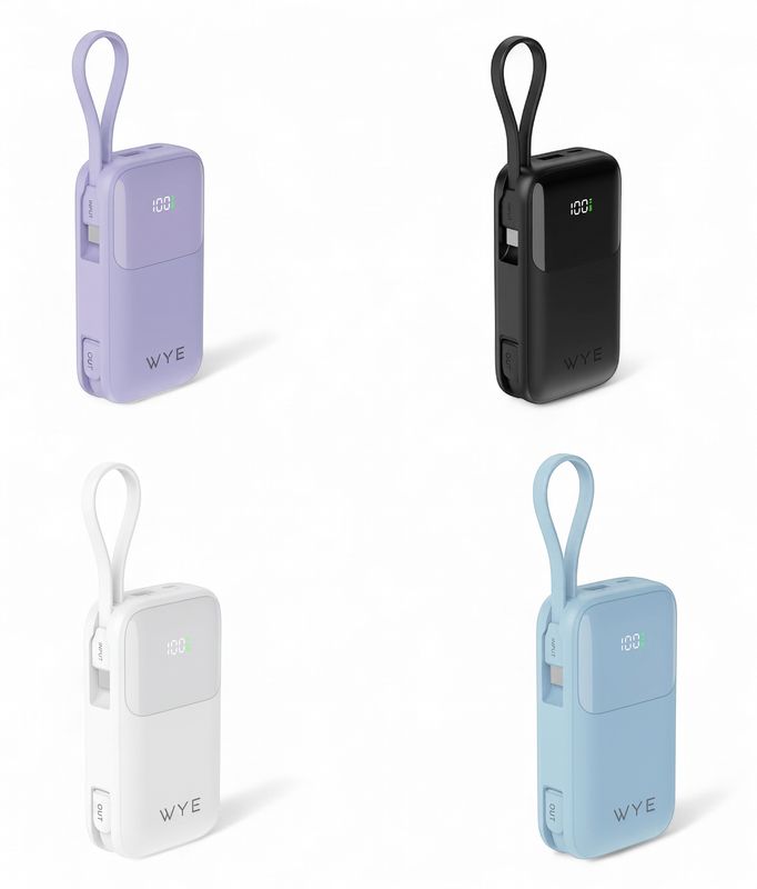 WYEFLUX Fast Charging Power Bank with Built-in Cables 10k mAh - Sky Blue