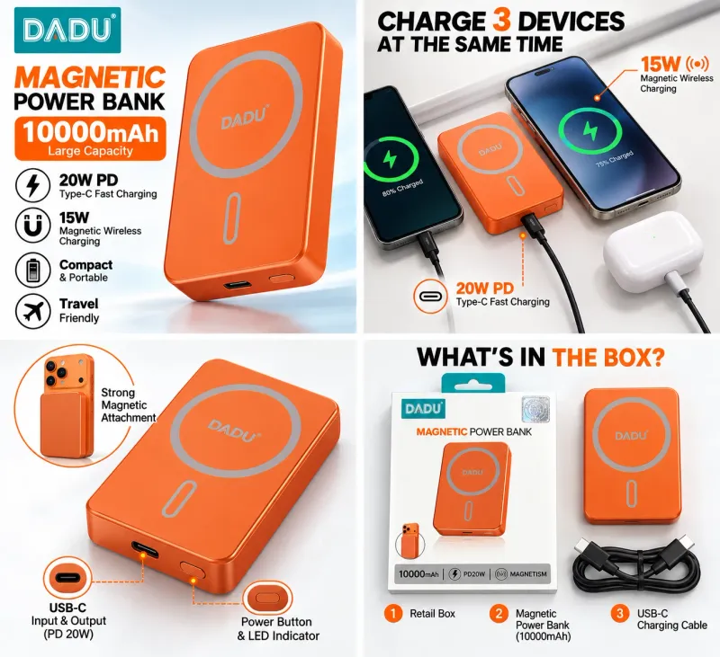 Dadu Orange Magnectic 10000Mah Power Bank