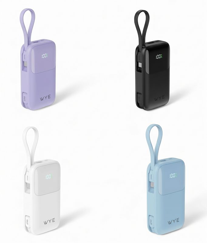 WYEFLUX Fast Charging Power Bank with Built-in Cables 10k mAh  - Black
