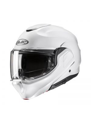 Casco Modulare Ribaltabile In Fibra Hjc F100  Solid - Metal White
