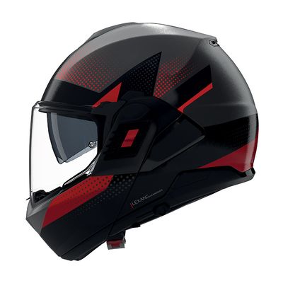 Casco Modulare Ribaltabile NOLAN N120-1 CICLONE - (Grigio Lava/Nero/Rosso)