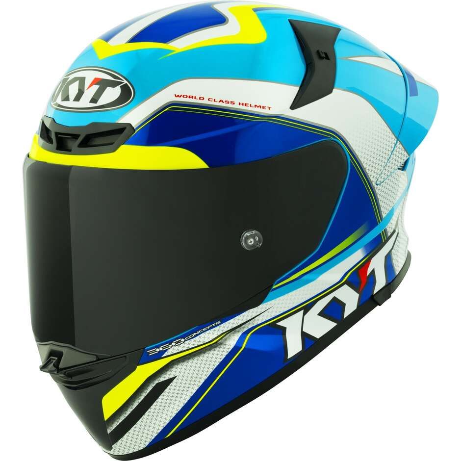 Casco Integrale KYT TT-REVO GRAND PRIX - (White/Light Blue)