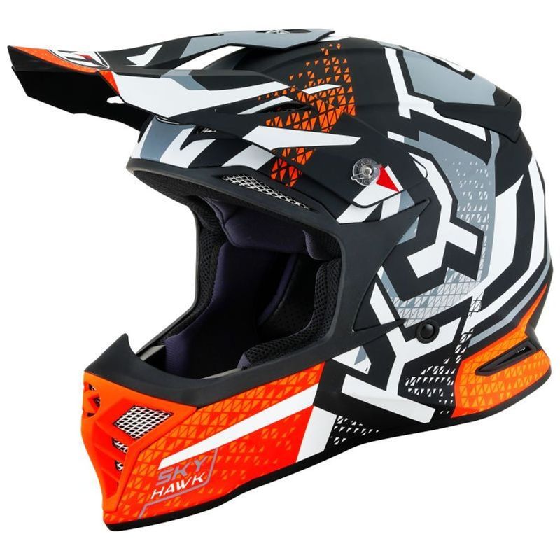 Casco Cross KYT SKYHAWK HYPERFLOW - (Matt Grey/Orange)