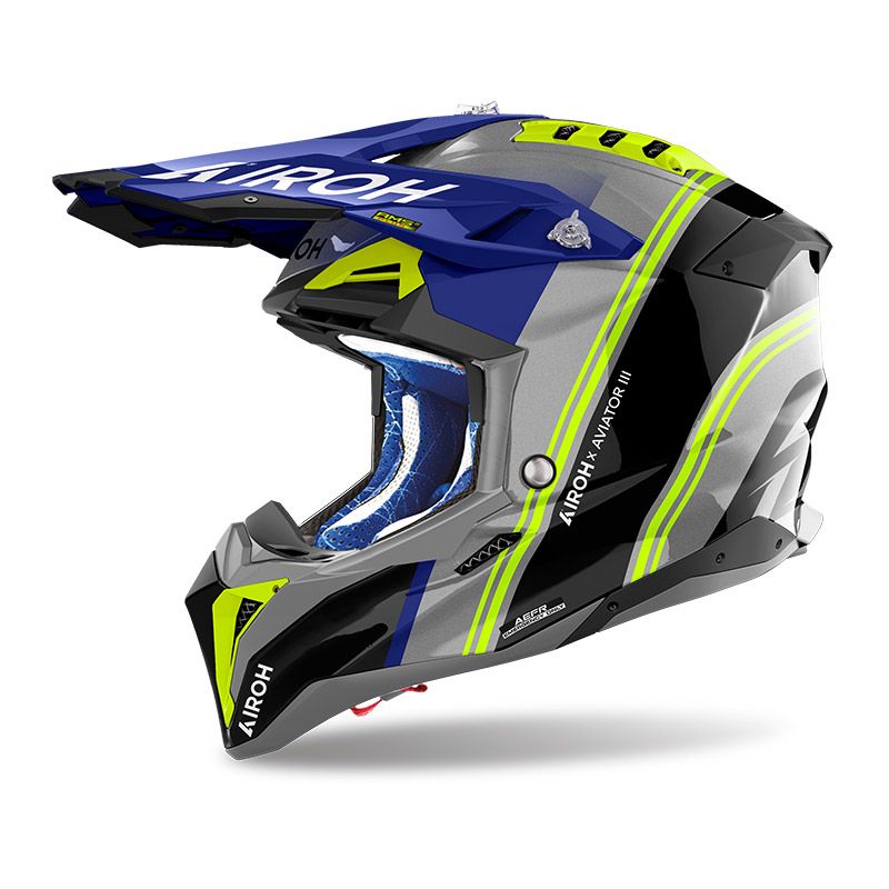 Casco Cross AIROH AVIATOR 3 HIMA - (Blue Gloss)