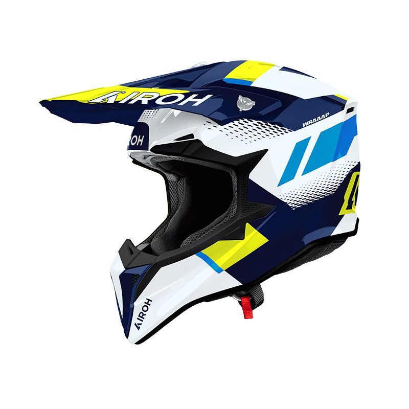 Casco Cross AIROH WRAAAP VISION - (Yellow/Blue Gloss)