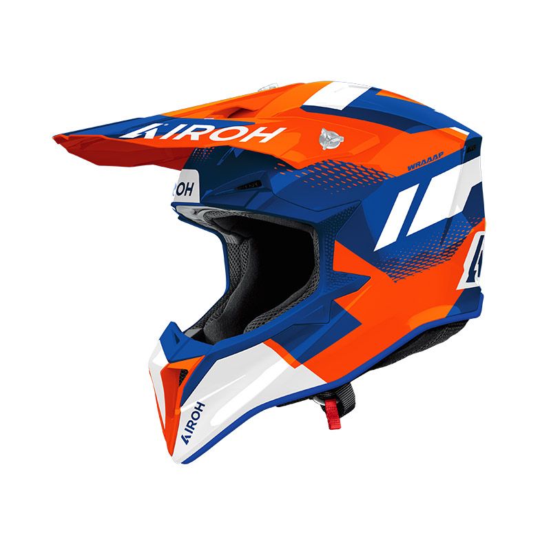 Casco Cross AIROH WRAAAP VISION - (Orange/Blue Gloss)
