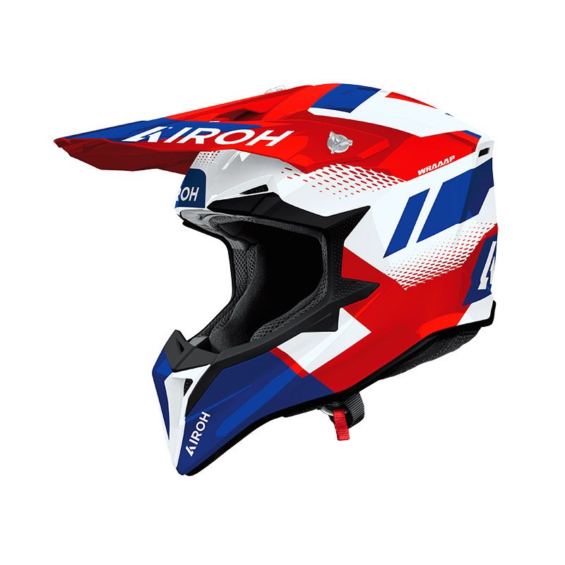 Casco Cross AIROH WRAAAP VISION - (Red/Blue Gloss)