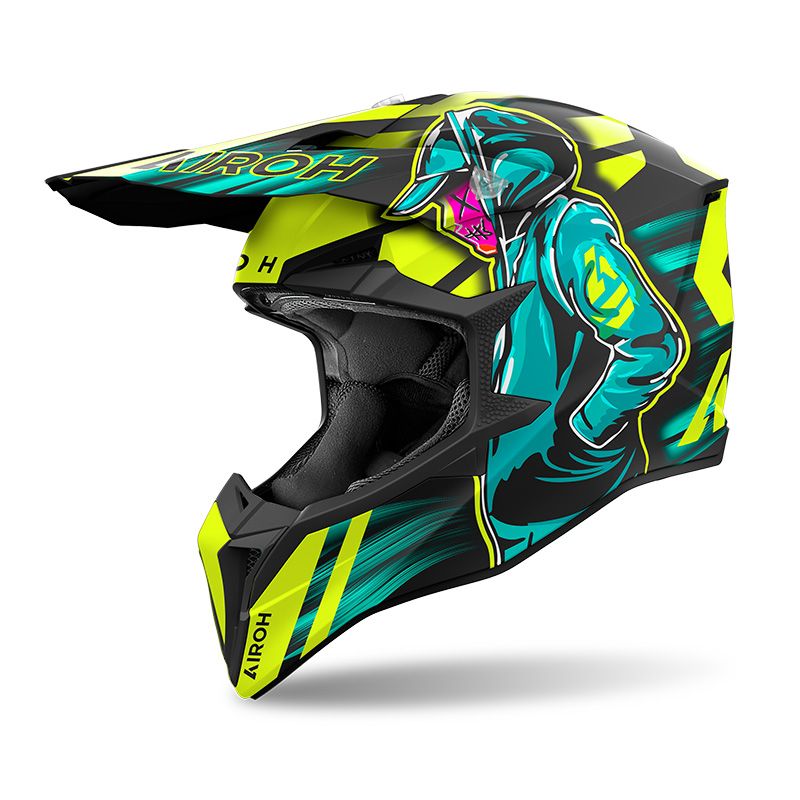 Casco Cross AIROH WRAAAP CYBER - (Yellow Matt)