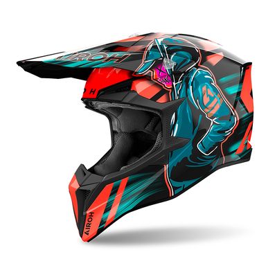 Casco Cross AIROH WRAAAP CYBER - (Orange Gloss)