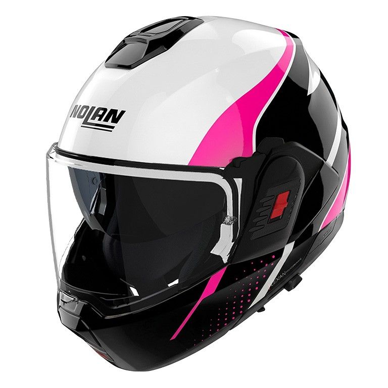 Casco Modulare Ribaltabile NOLAN N120-1 FLUENTE - (Bianco/Nero/Fucsia) Casco Modulare Ribaltabile NOLAN N120-1 FLUENTE - (Bianco/Nero/Fucsia)
