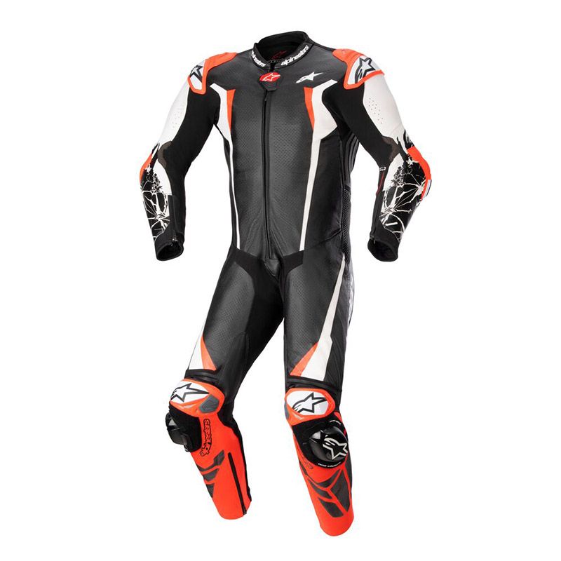 Tuta Pelle Intera ALPINESTARS RACING ABSOLUTE V2 - (Black/White/Red Fluo)