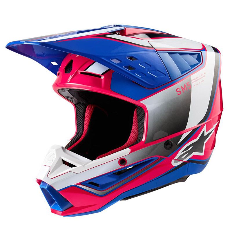 Casco Cross ALPINESTARS S-M5 SAIL ECE2206 - (White/Pink/Blue Glossy) Casco Cross ALPINESTARS S-M5 SAIL ECE2206 - (White/Pink/Blue Glossy)