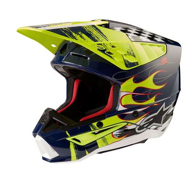 Casco Cross ALPINESTARS S-M5 RASH ECE2206 - (Dark Blue/Yellow Fluo Glossy)