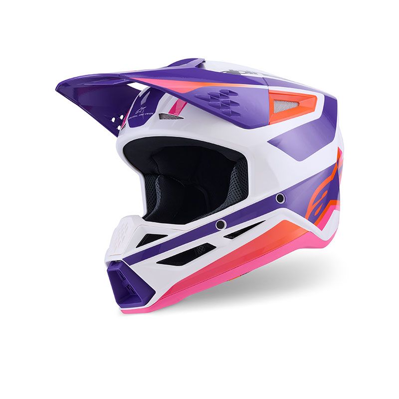 Casco Cross ALPINESTARS S-M3 HEAT ECE2206 - (White/Purple/Pink Glossy) Casco Cross ALPINESTARS S-M3 HEAT ECE2206 - (White/Purple/Pink Glossy)