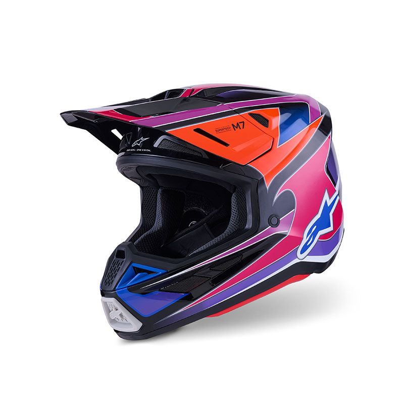 Casco Cross ALPINESTARS S-M7 FUSE ECE2206 - (Blue/Purple/Pink Glossy) Casco Cross ALPINESTARS S-M7 FUSE ECE2206 - (Blue/Purple/Pink Glossy)