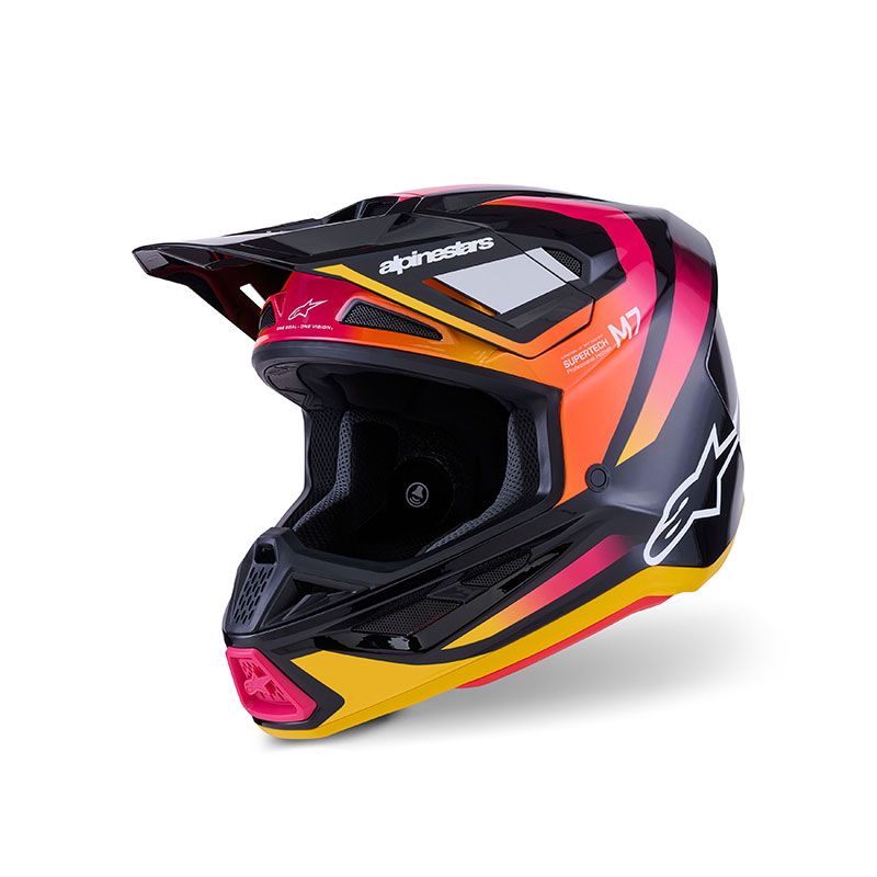 Casco Cross ALPINESTARS S-M7 RISE ECE2206 - (Black/Yellow/Pink Glossy)