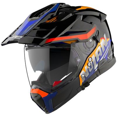 Casco Modulare Scomponibile NOLAN N70-3 X SCIA - (Nero/Arancione/Blu)