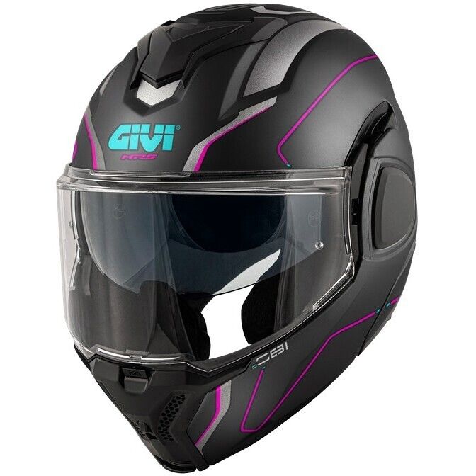 Casco Modulare Ribaltabile GIVI X36 FIBER PULSE - (Matt Black/Silver/Fuchsia) Casco Modulare Ribaltabile GIVI X36 FIBER PULSE - (Matt Black/Silver/Fuchsia)
