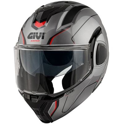 Casco Modulare Ribaltabile GIVI X36 FIBER PULSE - (Titanium/Black/Red) Casco Modulare Ribaltabile GIVI X36 FIBER PULSE - (Titanium/Black/Red)