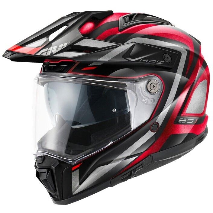Casco Integrale Enduro GIVI 80.1 FIBER APEX - (Bordeaux/Titanium/Red/Black)