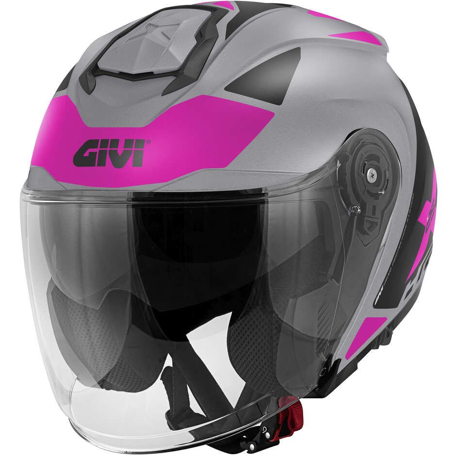 Casco Jet GIVI X25 TARGET - (Matt Grey/Pink)