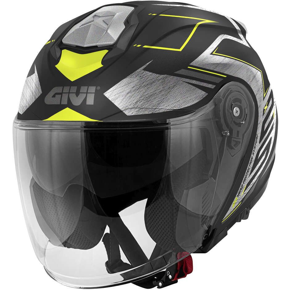 Casco Jet GIVI X25 TRACE - (Matt Black/Titanium/Yellow) Casco Jet GIVI X25 TRACE - (Matt Black/Titanium/Yellow)