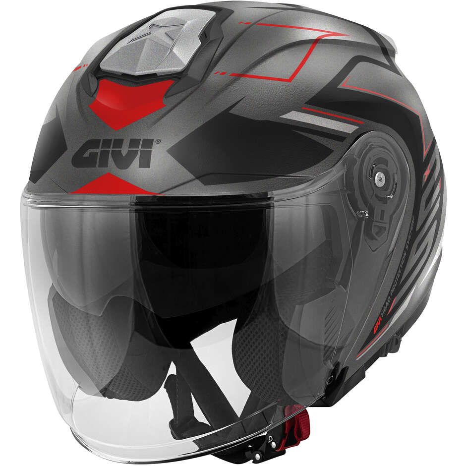 Casco Jet GIVI X25 TRACE - (Matt Titanium/Black/Red) Casco Jet GIVI X25 TRACE - (Matt Titanium/Black/Red)