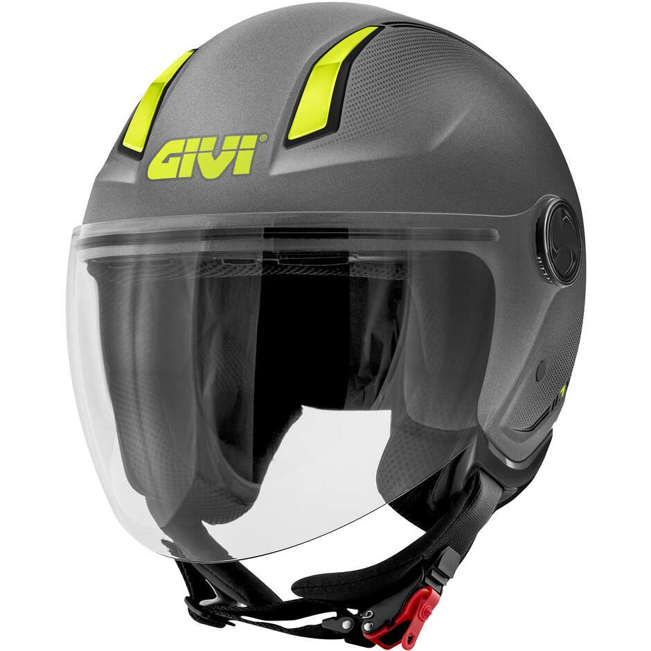 Casco Jet GIVI 11.7 SOLID COLOR - (Matt Titanium/Yellow)