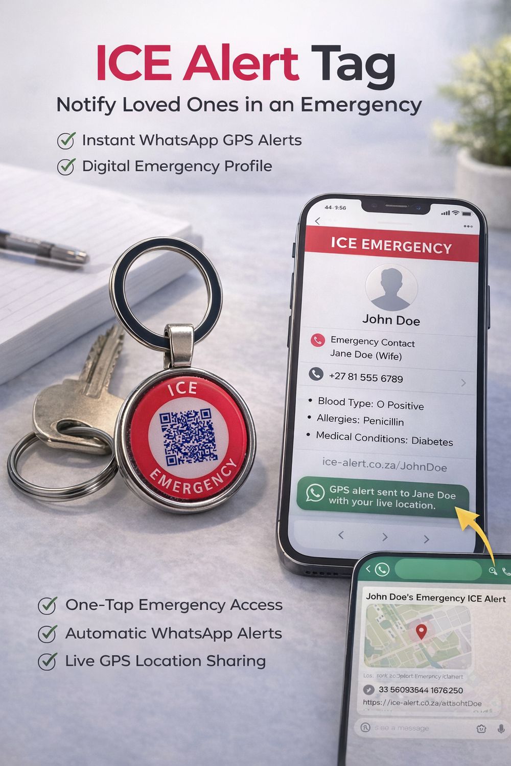 Metal LifeTap for Medical Info. Alerts Loved Ones Instantly.