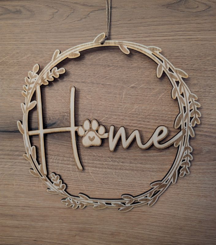 Holzkranz "Home mit Pfote"