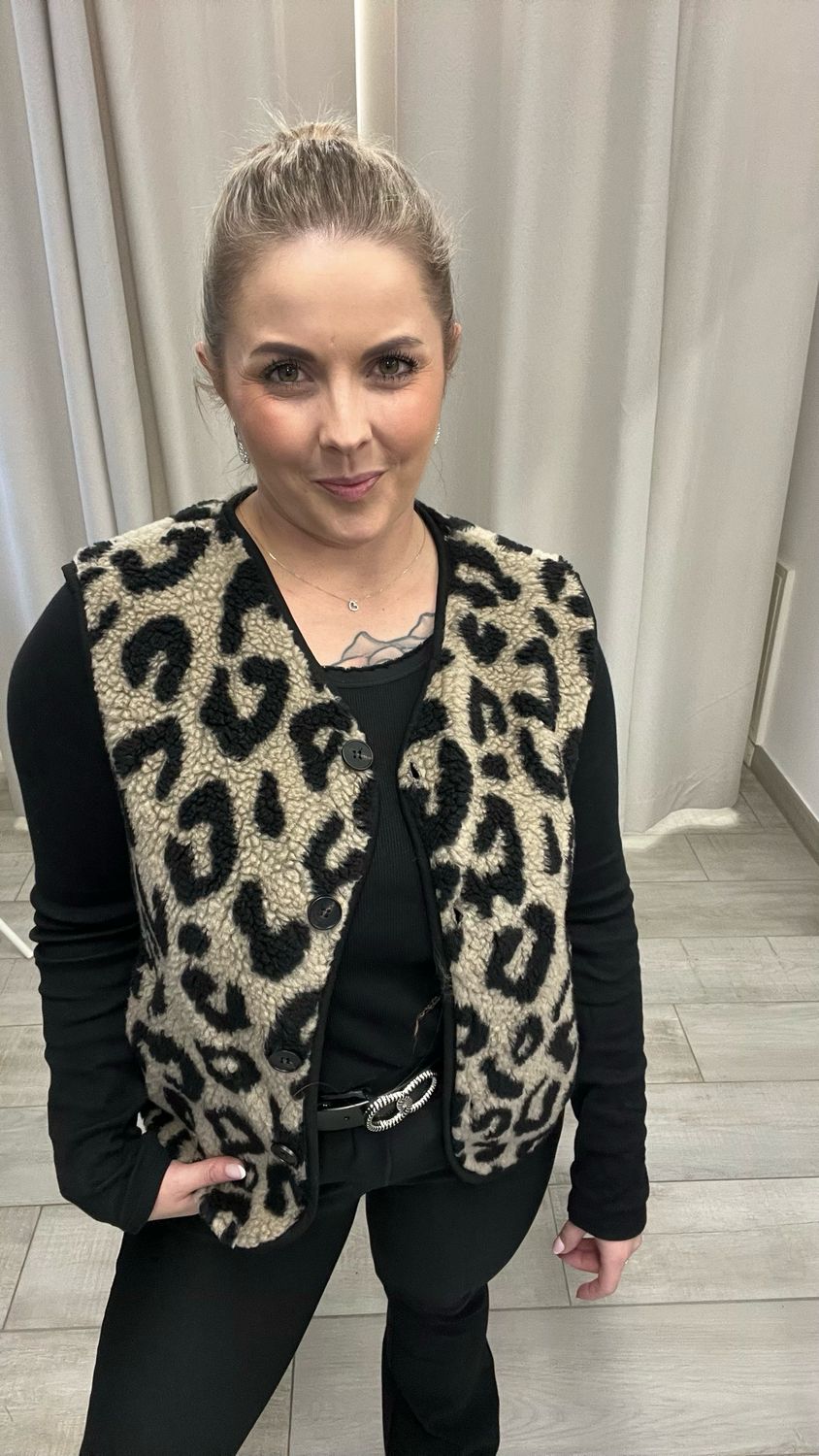 Teddy Weste - BEIGE / SCHWARZ