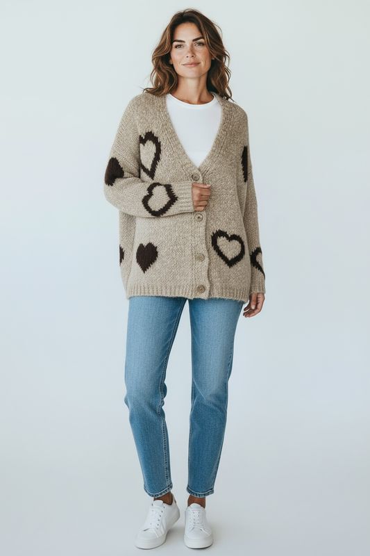 Strickjacke Mona - Beige / Braun