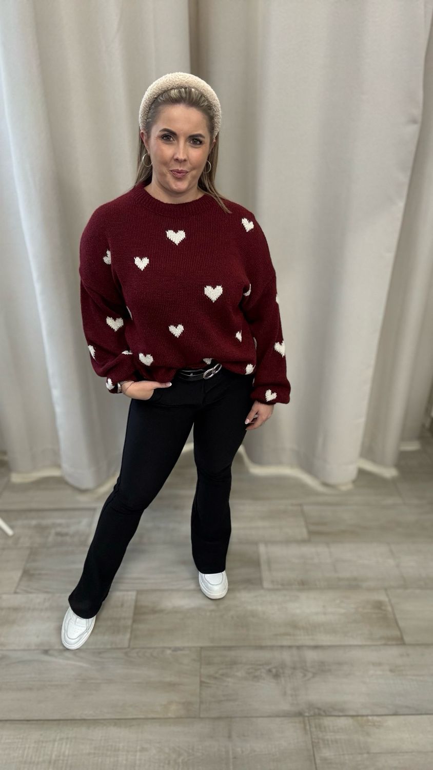 Pulli Luna mit Herzchen - Weinrot