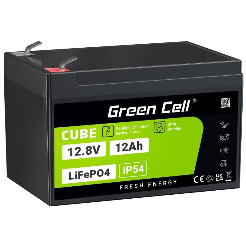 GREEN CELL AKUMULATOR LIFEPO4 CUBE 12AH 12V/12.8V 153.6WH LFPGC12V12AH
